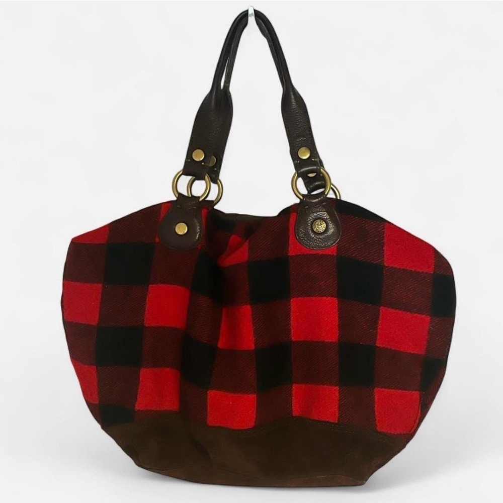Lucky Brand 100% Wool Red Buffalo Check Purse, Magnetic Closure, EUC